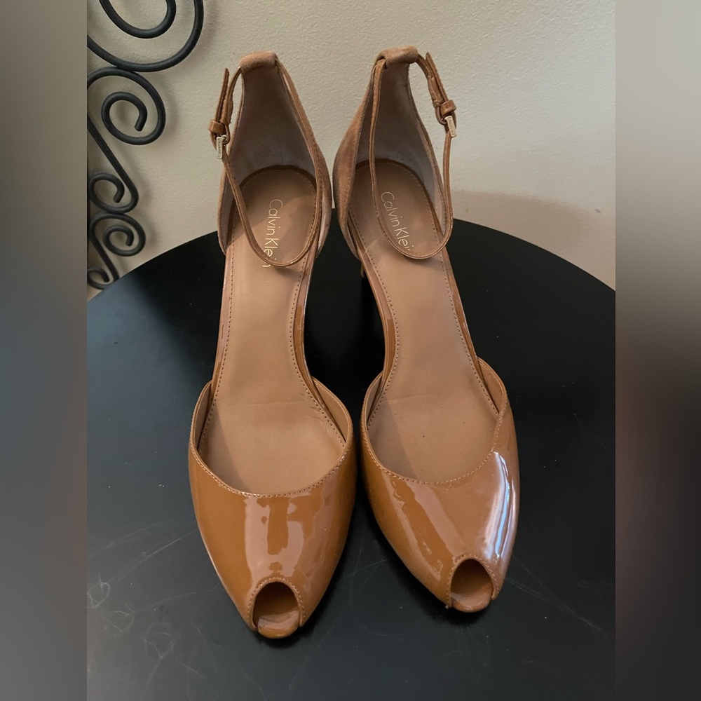 Calvin Klein Nude/Caramel Peep-Toe Heel